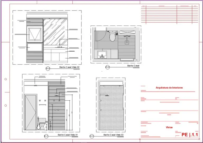 Projeto executivo de banheiro feito no ARCHICAD